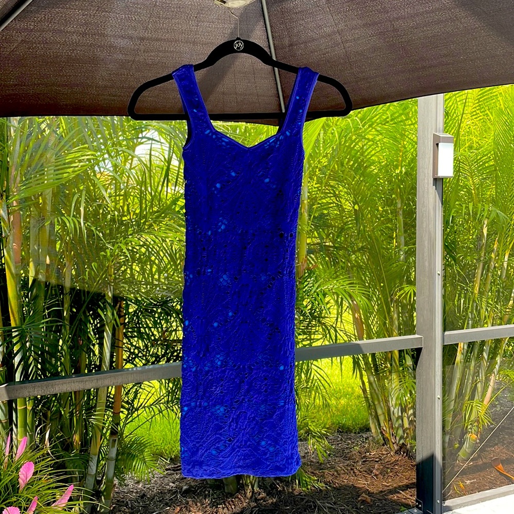 Blue Sequin Mini Dress - Sleeveless V-Neck